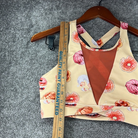 Iron Yokai Athletic Active Sports Bra Work Out Yellow Orange Mesh Floral Women S - Picture 6 of 12